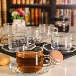 Goodhomes Transparent Glass Tea Cups with Saucers - Set of 6-19