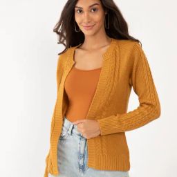 Zink London Yellow Self Design Shrug-image-13