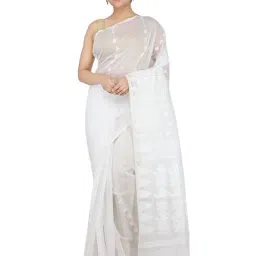 Pinkloom White Woven Jamdani Saree-picture-48