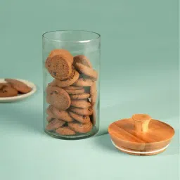 Ellementry Transparent & Brown Glass Storage Jar With Lid-25