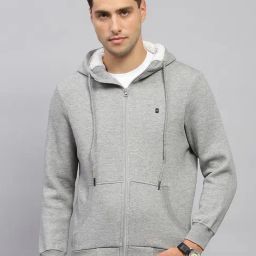 Monte Carlo Grey Regular Fit Hooded Sweatshirt-image-84