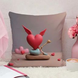 STITCHNEST Multicolor Canvas Valentine Printed Cushion Cover For Couples-image-34