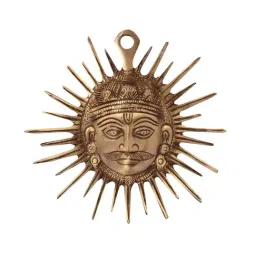 eCraftIndia Smiling Surya Brass Wall Hanging-image-24