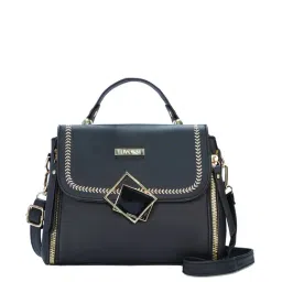 Luvoksi Black Embellished Medium Satchel Handbag-image-13