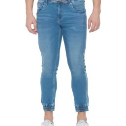 Spykar Mid Blue Cotton Slim Fit Jogger Jeans-image-43