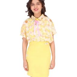 Cutecumber Kids Yellow Floral Print Dress-picture-5
