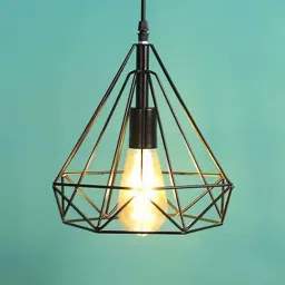 Homesake Edison Filament Black & Transparent Metal Diamond-Caged Ceiling Lamp (Bulb not included)-image-30
