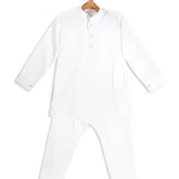VASTRAMAY SISHU White Cotton Straight Fit Kurta Set-image-46