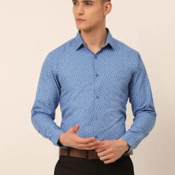 Jainish Blue Cotton Regular Fit Printed Shirt-image-41