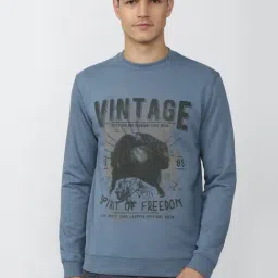 Peter England Jeans Blue Regular Fit Printed SweatShirt-picture-2