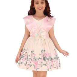 Cutecumber Girls Cream Embellished Dress-image-49