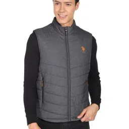 U.S. Polo Assn. Grey Regular Fit Quilted Jackets-image-14