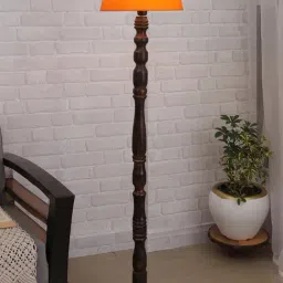 Homesake Orange & Brown Wood Classic Rustic Floor Lamp - Set of 1-5