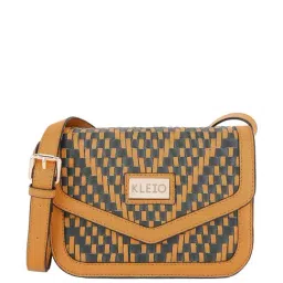 KLEIO Mustard Textured Small Sling Handbag-20