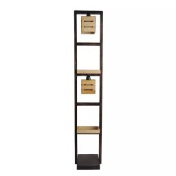 Sanded Edge Wood Style C Solid Wood Floor Lamp with 2 Shelf Space for Living Room-36