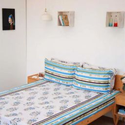 Ariana White & Blue Microfibre 144 TC Queen Bedsheet With 2 Pillow Covers-image-78
