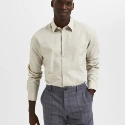 SELECTED HOMME Light Beige Cotton Slim Fit Shirt-image-23