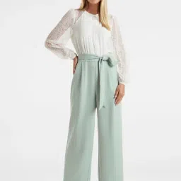 Forever New Sage Green & White Lace Jumpsuit-image-46