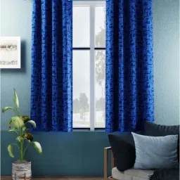 Bianca D`ROMANIO Blue Faux Silk 5 Ft. Window Curtain - Set of 2-12