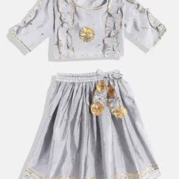 READIPRINT FASHIONS Kids Grey Embroidered Lehenga, Choli with Dupatta-image-63