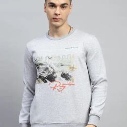 Monte Carlo Grey Regular Fit Printed Sweatshirt-image-31