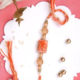 Aapno Rajasthan Orange Resin Beaded Multistrand Rakhi-image-34