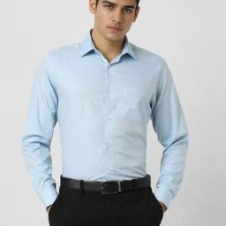Van Heusen Blue Cotton Regular Fit Texture Shirts-picture-47