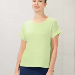Amante Green Relaxed Fit Solid T-Shirt-picture-47