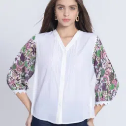 SHAYE White Printed Top-image-72