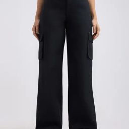 Pepe Jeans Black Wide Leg Cargo Pants-image-10
