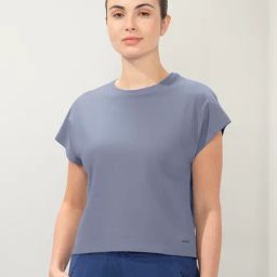 Amante Grey Relaxed Fit Solid Crop T-Shirt-image-83