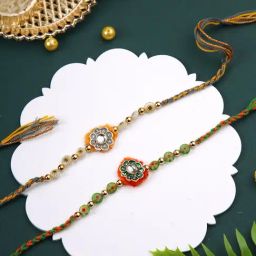 Aapno Rajasthan Set of 2 Multicolor Floral Rakhi-11