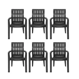 Maharaja Arm Rest Plastic Chair 200 Kg Bearing Capacity Black, Fortuner_Black-PK6 (Set of 6)-image-13