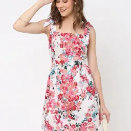 MISH White Floral Print A Line Dress-picture-42