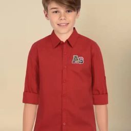Allen Solly Junior Kids Red Cotton Shirt-image-44