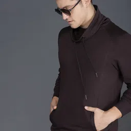 WROGN Men Coffee Brown Slim Fit Solid Sweatshirt-image-49
