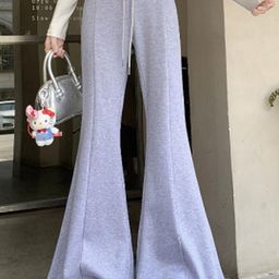 Outzidr Women Mid Rise Flared Trousers-image-75