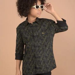 Crimsoune Club Boys Black Floral Shirt-image-12