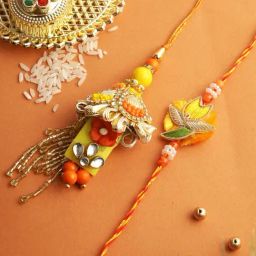 Aapno Rajasthan Bunch of Beads and Stone Work Bhaiya Bhabhi Rakhi-25