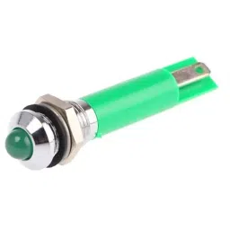 RS PRO Green Panel Mount Indicator 110V AC, Mounting Hole Size 8 mm, Termination Type Solder Tab, Model No 205224-9