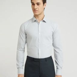 Park Avenue Grey Slim Fit Texture Shirt-image-45