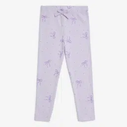 HOP Kids by Westside Lilac Bow Detailed Cotton-Blend Leggings-image-51