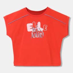 Elle Kids Red Cotton Printed T-Shirt-image-46