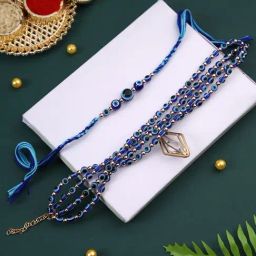 Aapno Rajasthan Blue Eye Evil Multilayered Bhaiya Bhabhi Rakhi-image-93