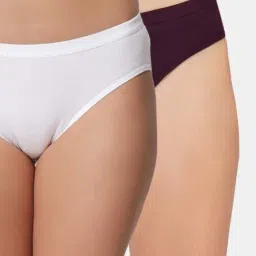 Bleeding Heart Wine & White Plain Panties - Pack Of 2-image-95