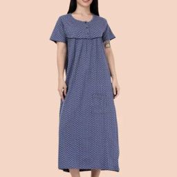 Kryptic Blue Relaxed Fit Printed Night Dress-picture-2