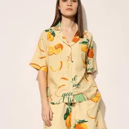 Only Light Yellow Regular Fit Printed Shirt-image-95