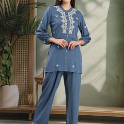 Nayam By Lakshita Women Embroidered Top With Trousers Co-Ords-picture-14