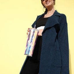 Athena Women Navy Blue Longline Shrug-image-5