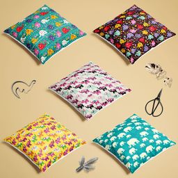 ArtzFolio Multicoloured Set of 5 Square Cushion Covers image 3